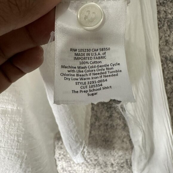 Current/Elliott Shirt Womens Extra Small White Prep School Cotton Button Front - Picture 4 of 7